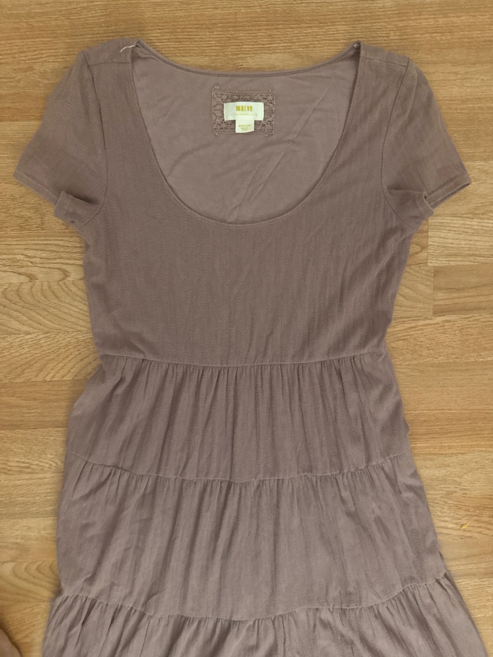 Anthropologie Maeve Gillian Tiered Maxi Dress Size M Taupe Boho Peasant Cottage - Picture 6 of 7